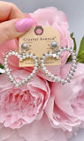 Silver, Pearl, Bling heart earrings