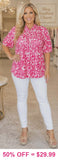 Pink & White Design Baby Doll Top