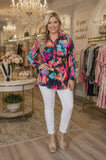 Black & Colorful print long sleeve top - Loose Fit