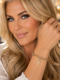 Silver and Gold bracelet with bling cross charm