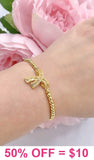 Gold Stainless Steel Bracelet With Bling Rinestone Bow