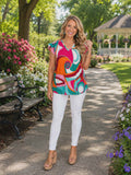 Colorful Swirl cap sleeve top