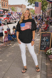 USA Sequin flag black top