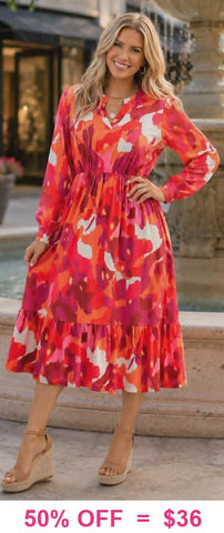 Orange & Pink Printed Dress