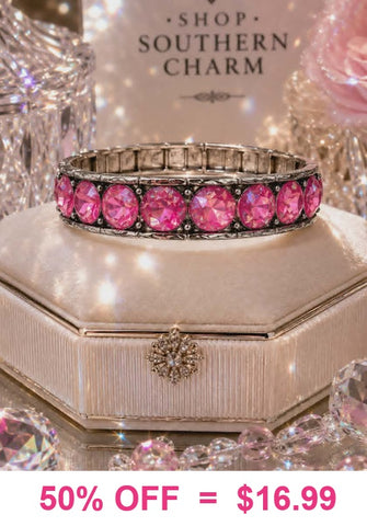 Pink Bling silver stretch bracelet