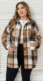 L,XL,2X,3X : Tan plaid shacket