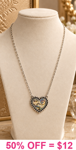 Abalone shell heart pendant necklace