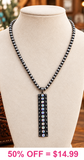 Silver mini Navajo pearl necklace with Bling bar pendant