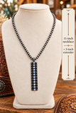Silver mini Navajo pearl necklace with Bling bar pendant