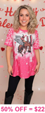 Bronc Rider, Cactus, Pink Valentine's graphic tee