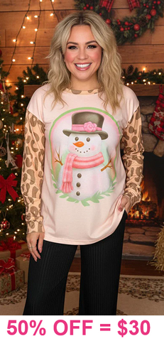 Leopard Snowman long sleeve top