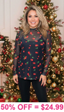 Red Cherry sheer long sleeve