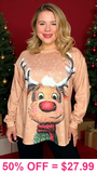 2X, 3X : Rudolph long sleeve top
