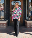 Pink & Green printed long sleeve top