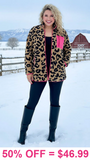 Leopard Sherpa jacket with pink pocket & Zipper