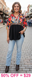 Floral, Leopard, Black Blouse