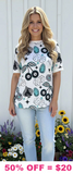 SMALL: White top with Casino print