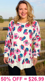 Pink & Blue leopard print ivory sweatshirt