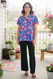 Beautiful Blue, Floral, flutter top