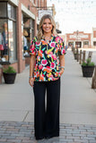Floral top with puff sleeves