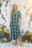S, M, 3XTurquoise & Black Tribal Dress