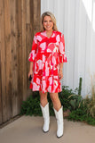 Red floral baby doll dress - loose fit