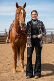 Black long sleeve top with Bronc rider print
