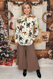 Western Print Button Down Top