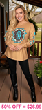 Tan long sleeve with tribal design