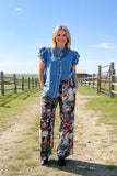 Western Print Wide leg pants