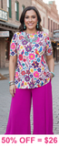 3X Colorful Floral & bird print Top