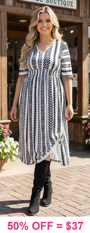 Black and White Tribal Stripe Dress