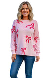Pink Bow with pearls long sleeve top