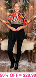 Floral, Leopard, Black Blouse