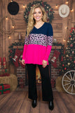 Navy, Leopard, pink long sleeve top