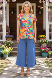 Orange tropical floral top