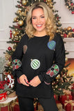 Black long sleeve top with Sequin Ornaments