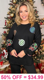 Black long sleeve top with Sequin Ornaments
