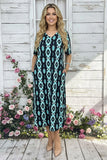 S, M, 3XTurquoise & Black Tribal Dress