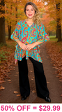 Turquoise paisley poncho top
