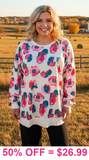 Pink & Blue leopard print ivory sweatshirt