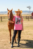 Pink Western Bronc rider graphic tee