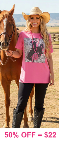 Pink Western Bronc rider graphic tee