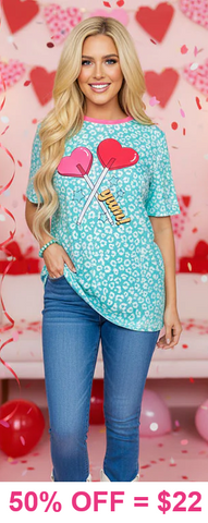 'Yum' Lollipops Turquoise leopard top