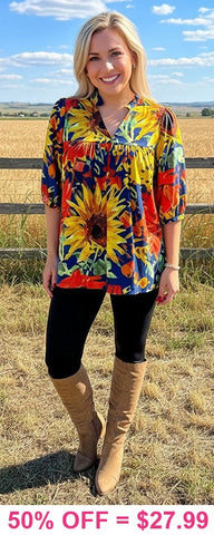Sunflower baby doll top