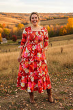 Orange Floral Fall Dress
