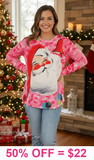Santa Face Pink long sleeve top