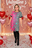Valentines dress with turquoise hearts