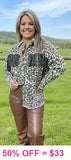 Leopard jacket with bling fringe