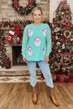 M, L, XL, 2X BEST SELLER! Sequin Santa Mint top